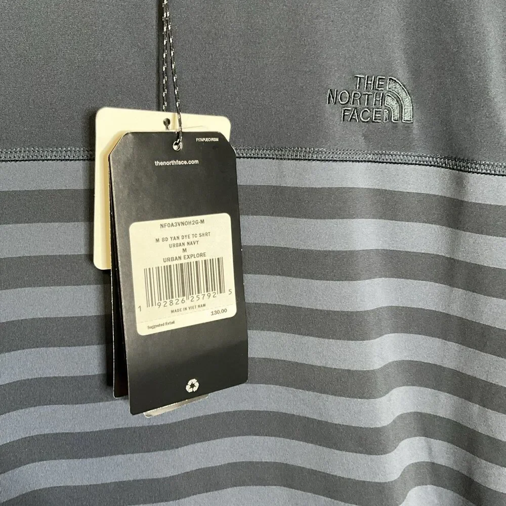 Mens North Face Border Yarn Dyed TECH Black Series Tee T Shirt Blue Small NWT